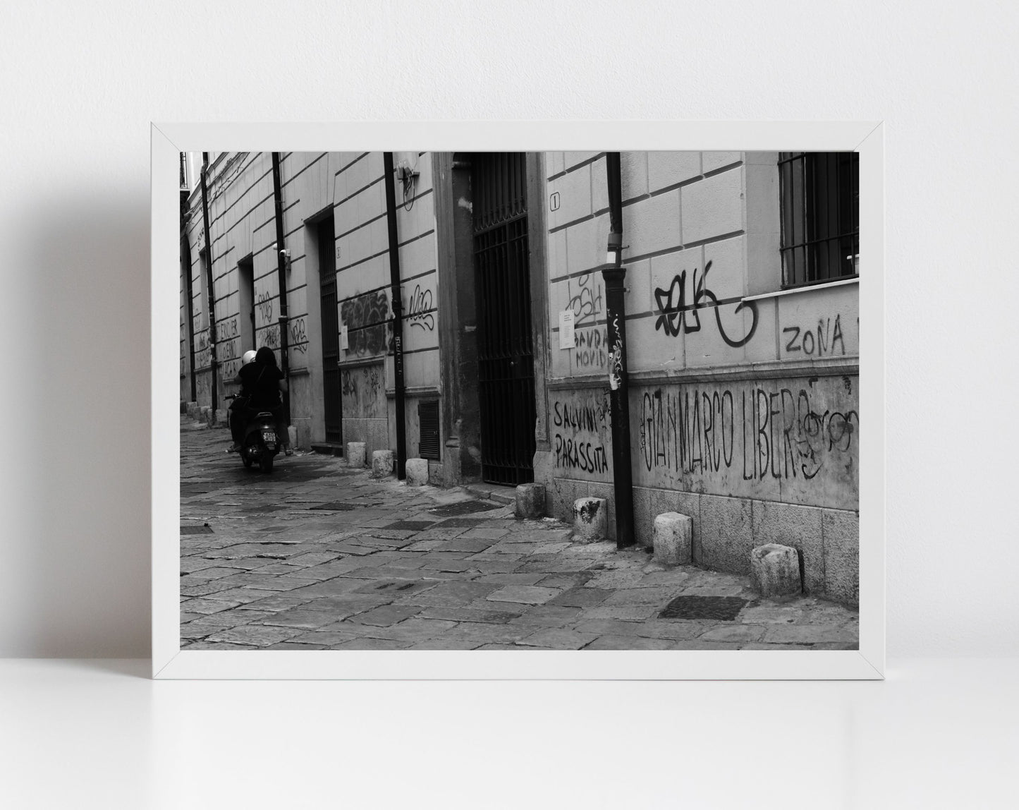 Palermo Street Black And White Photography Print Sicily Wall Art