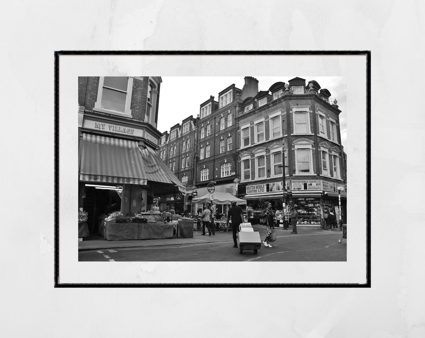 London Brixton Market Black And White Photography Print