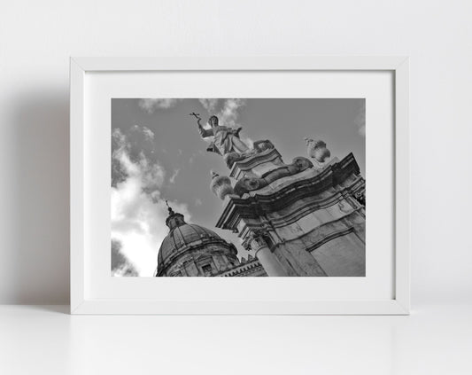 Palermo Cathedral Black And White Photography Print Saint Rosalia Wall Art