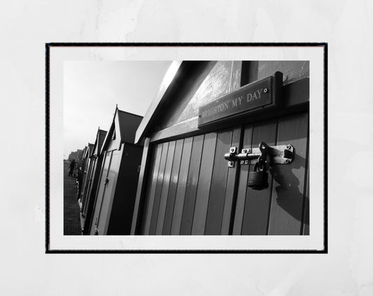 Brighton Black And White Photography Print Hove Beach Huts Poster