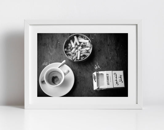 Beirut Coffee And Cigarettes Black And White Photography Print