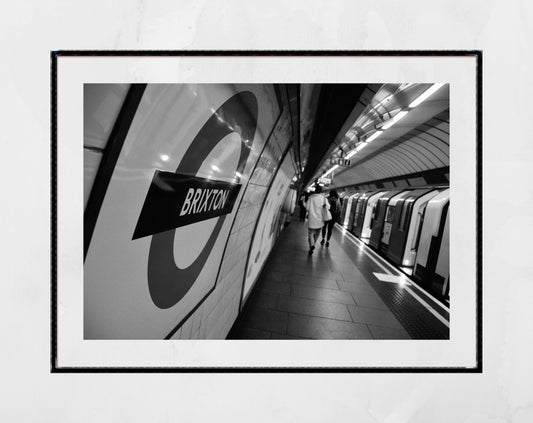 London Underground Black And White Poster Brixton Tube Station Print