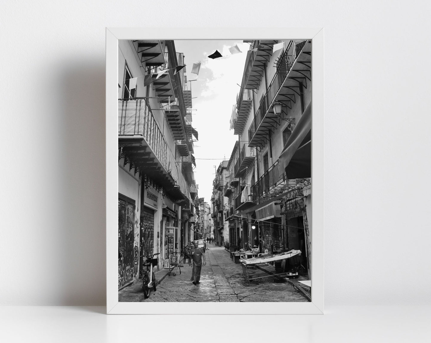 Palermo Sicily Street Photography Art Black And White Print