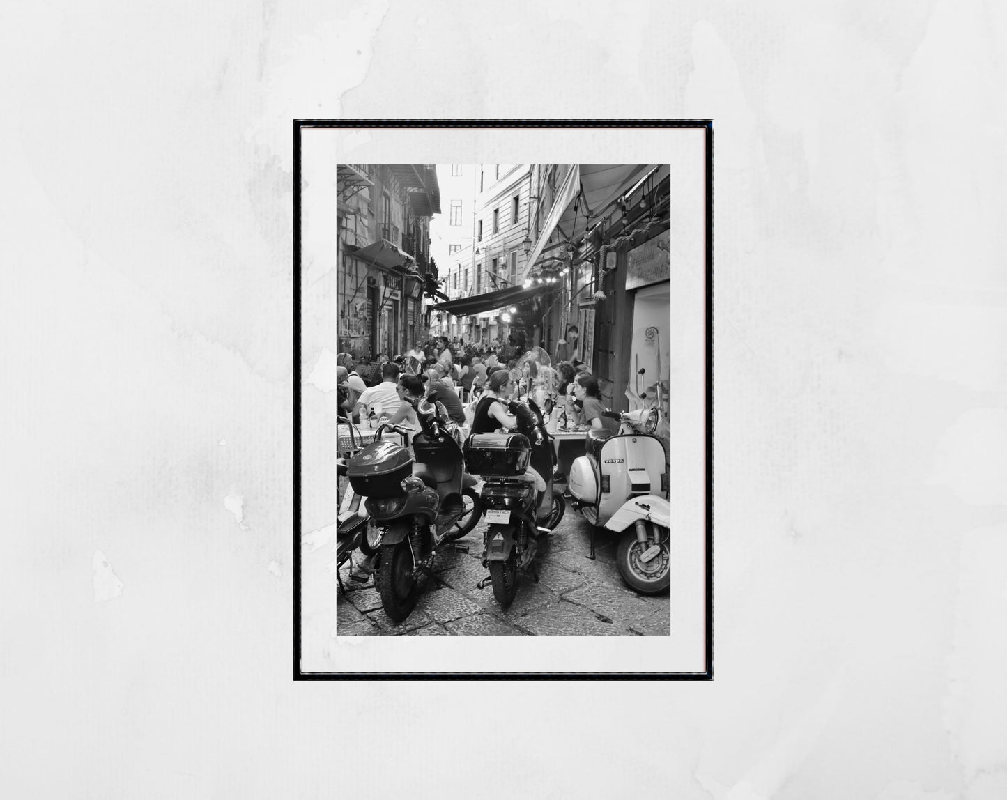 Palermo Sicily Black And White Print Vespa Poster Dining Wall Art