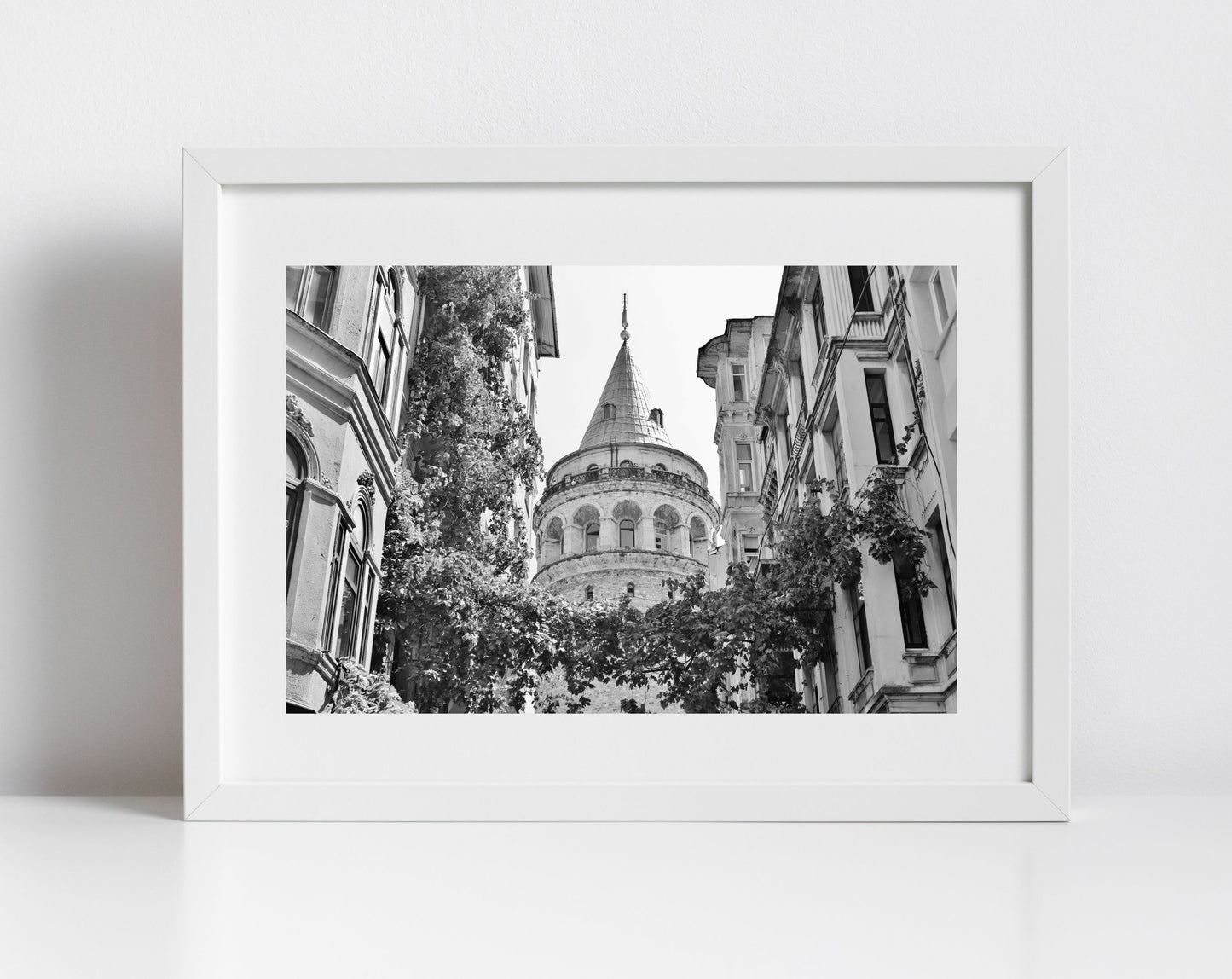 Istanbul Galata Tower Black And White Photography Print Wall Art