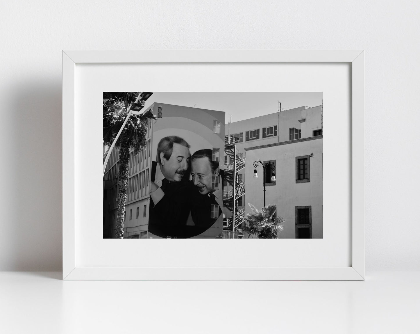 Giovanni Falcone And Paolo Borsellino Palermo Street Art Black And White Photography Print