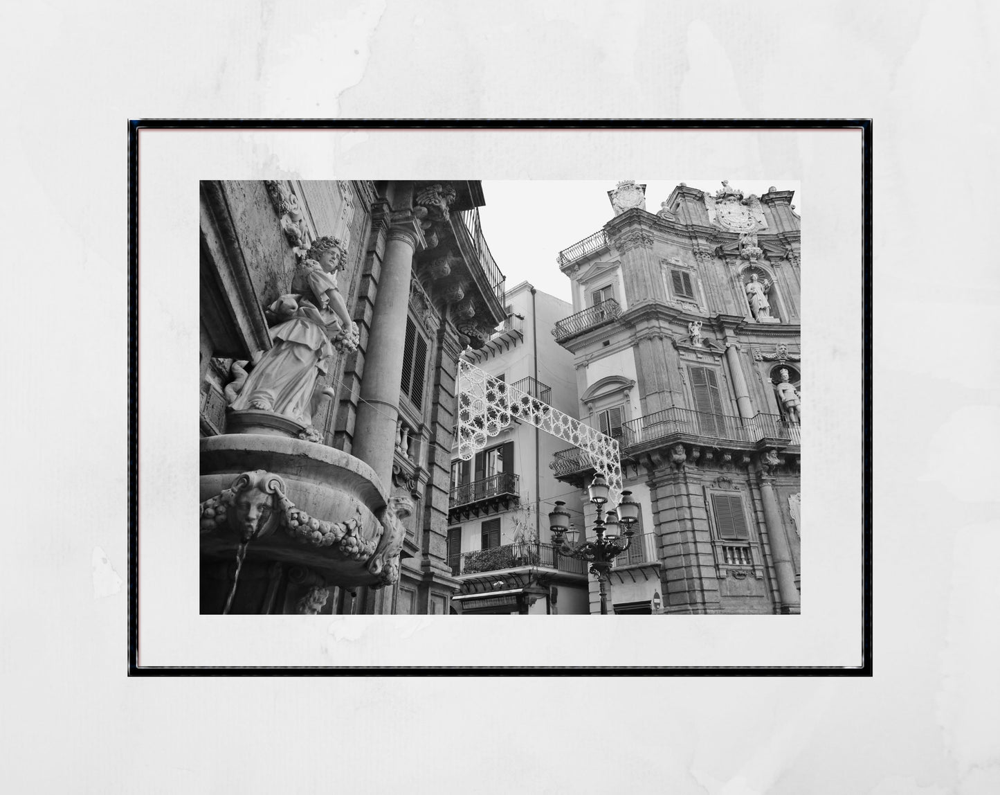 Four Corners Palermo Sicily Black And White Photography Art Print