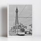 Blackpool Photography Print Blackpool Tower Tram Black And White Poster