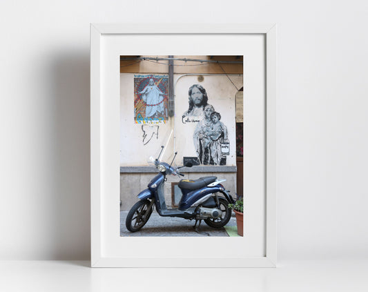 Palermo Sicily Photography Print Vespa Poster Religious Icon Wall Art