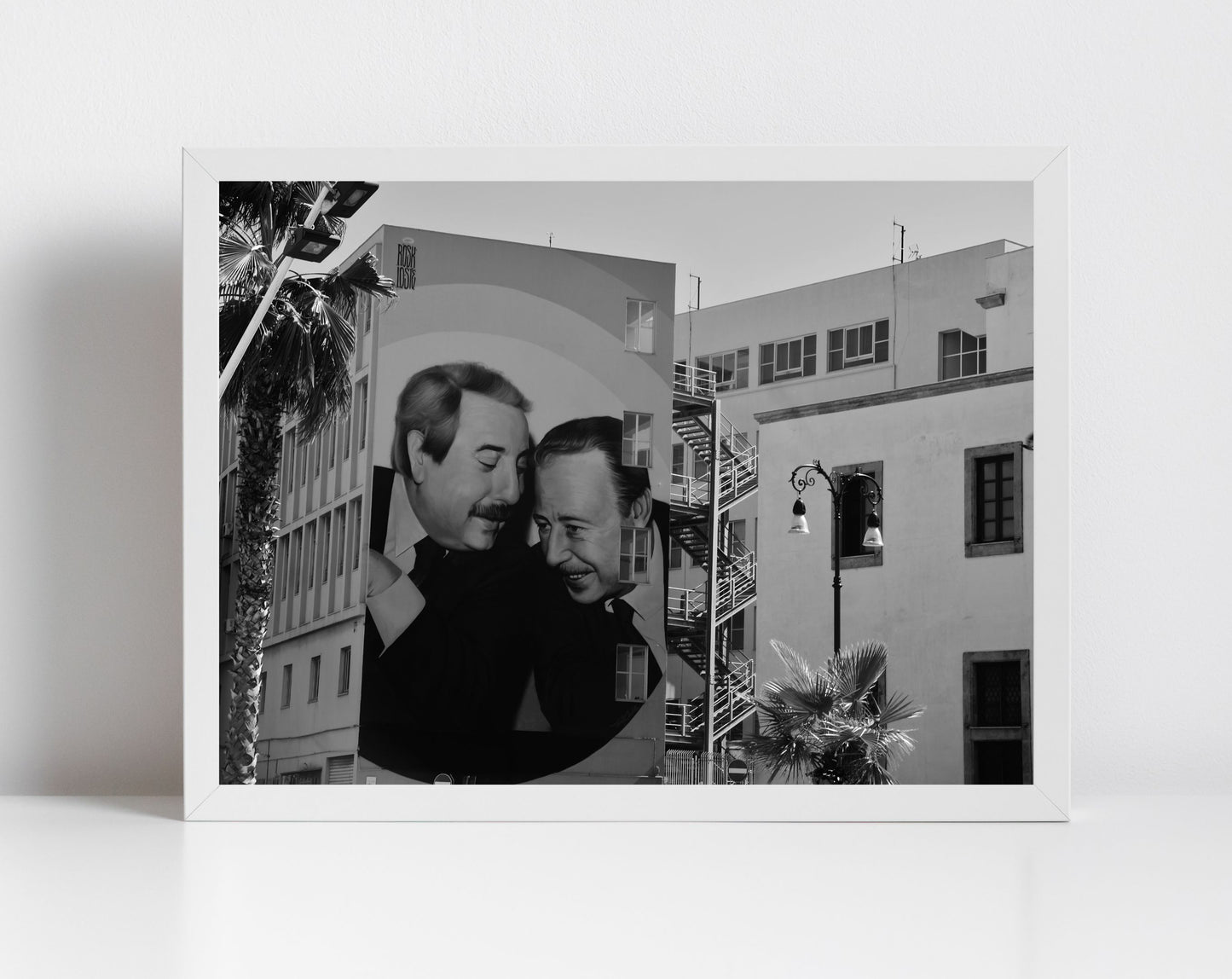 Giovanni Falcone And Paolo Borsellino Palermo Street Art Black And White Photography Print