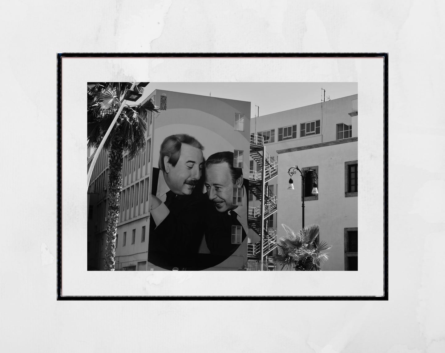 Giovanni Falcone And Paolo Borsellino Palermo Street Art Black And White Photography Print