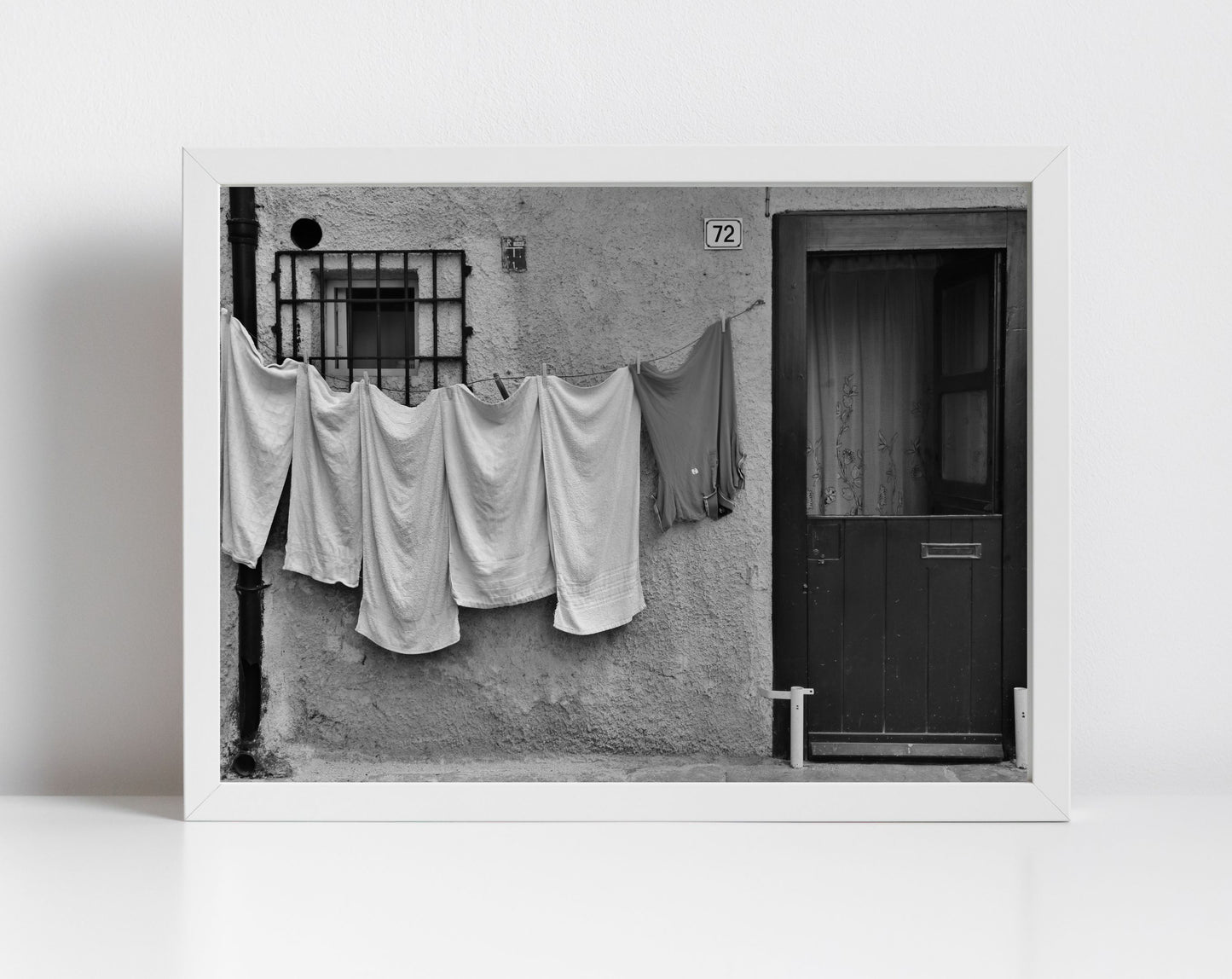 Palermo Sicily Street Black And White Photography Print Laundry Wall Art