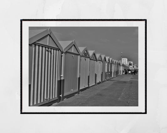 Brighton Black And White Photography Print Hove Beach Huts Wall Art