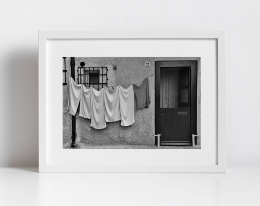 Palermo Sicily Street Black And White Photography Print Laundry Wall Art