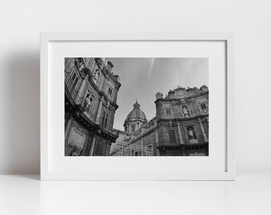 Four Corners Palermo Sicily Photography Black And White Print