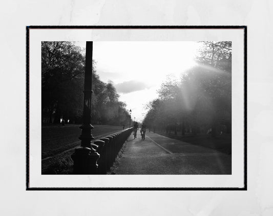 Hyde Park London Cycling Black And White Photography Print