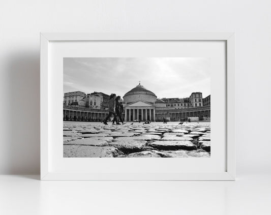 Naples Italy Piazza del Plebiscito Black And White Photography Print