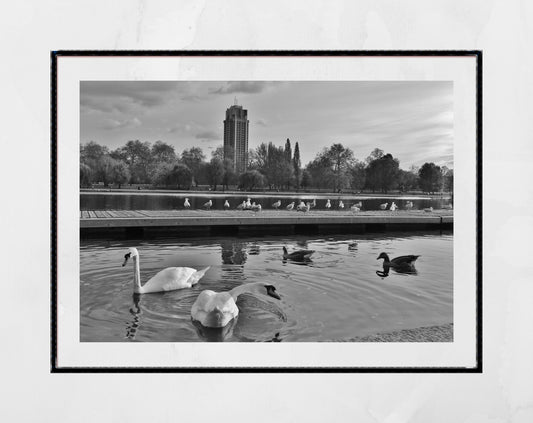 The Serpentine Hyde Park London Black And White Photography Print