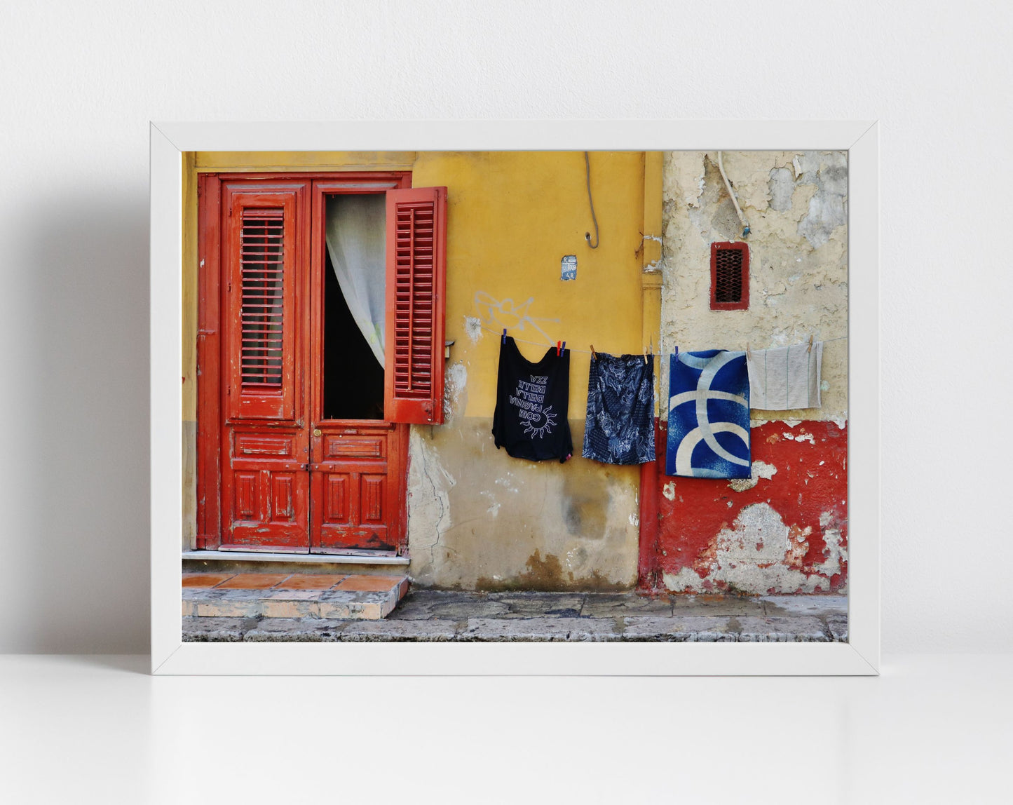 Palermo Sicily Print Street Photography Laundry Poster