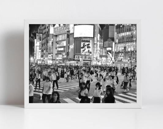 Shibuya Crossing Tokyo Black And White Photography Print