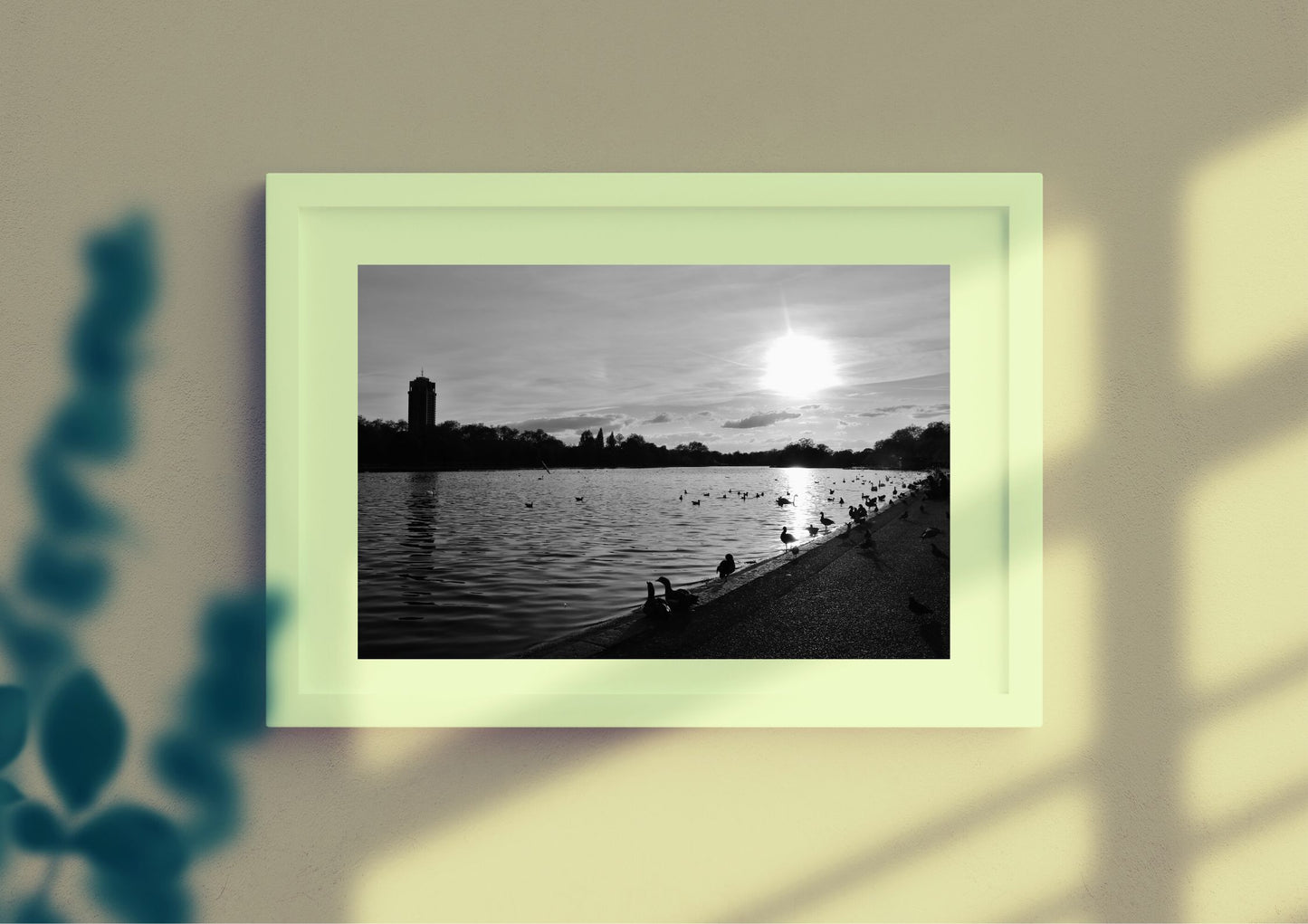 Hyde Park London The Serpentine Black And White Photography Print