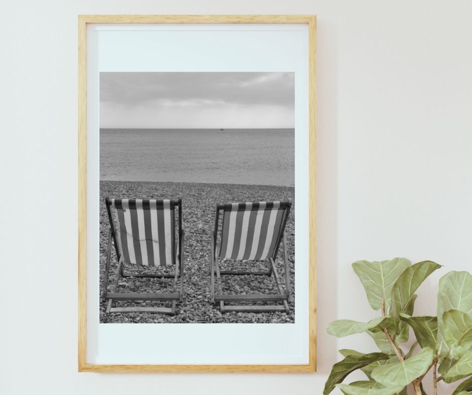 Deck Chair Wall Art Black And White Brighton Beach Photography Print