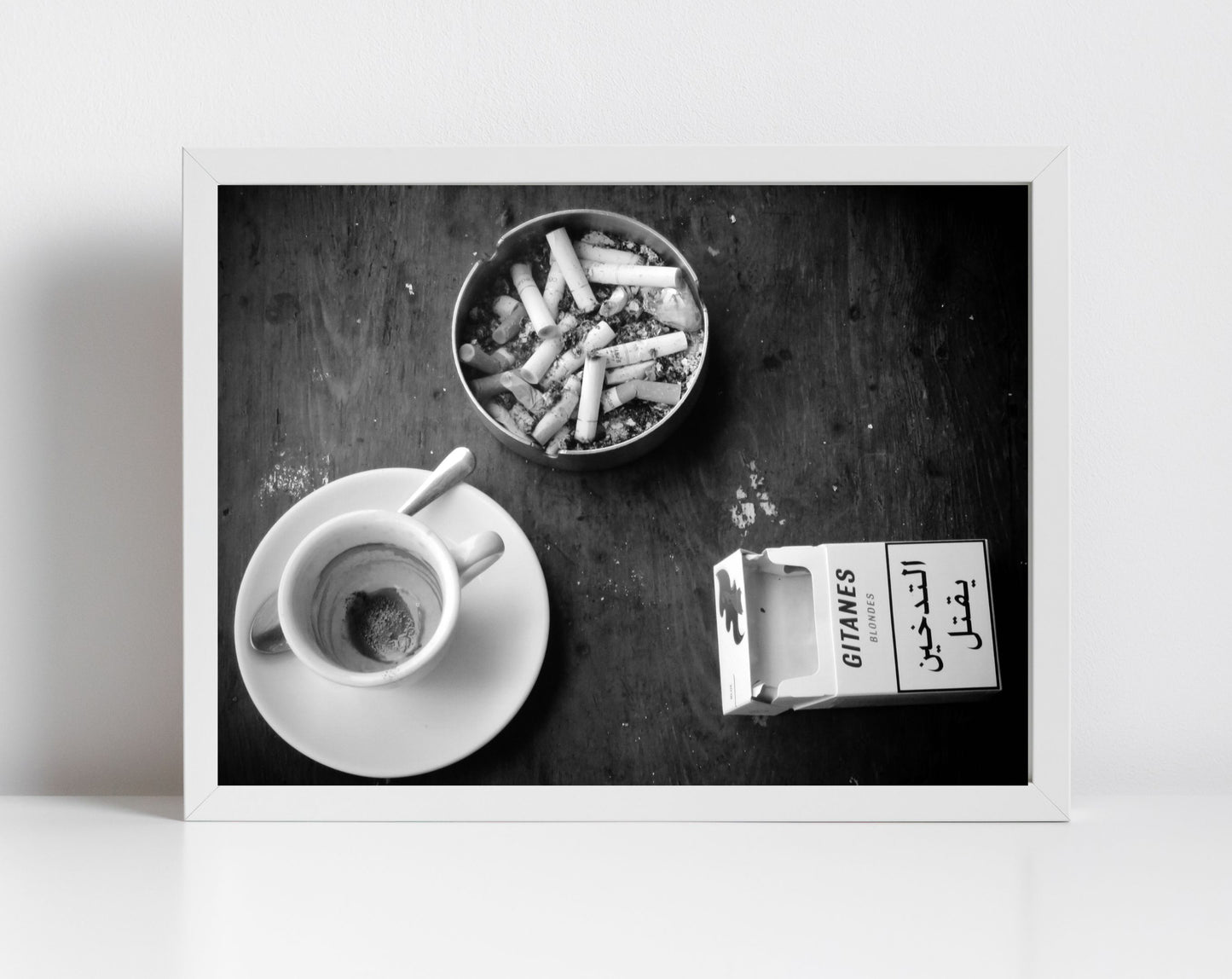 Beirut Coffee And Cigarettes Black And White Photography Print