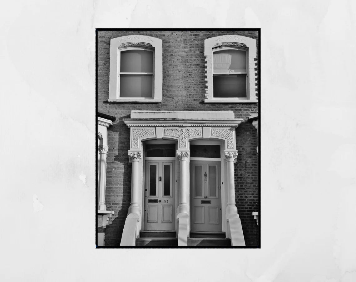 London Doorways Street Black And White Photography Print