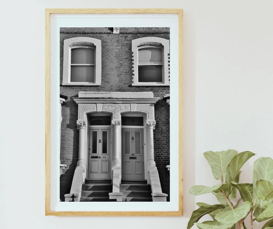 London Doorways Street Black And White Photography Print