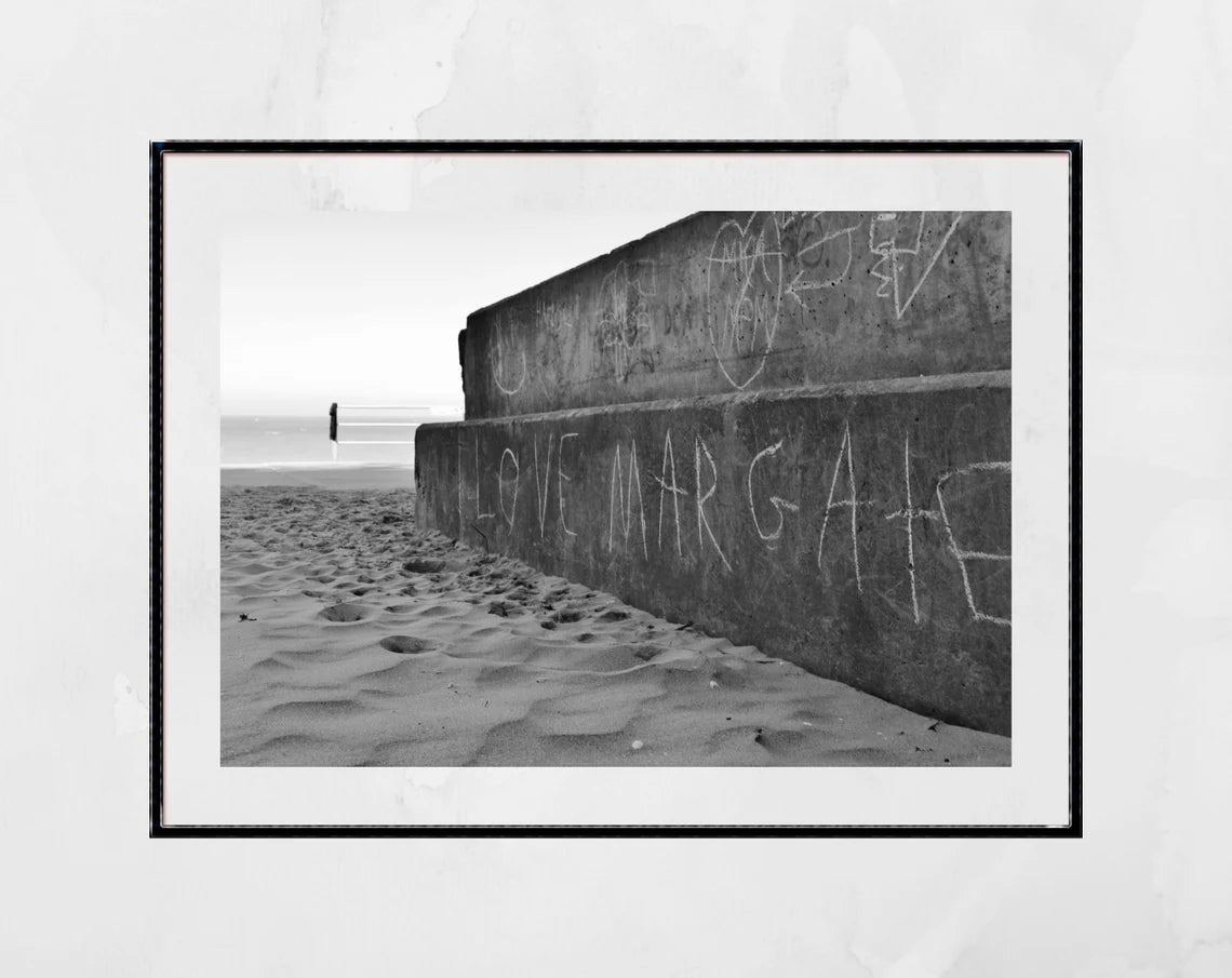Margate Graffiti Black And White Photography Print