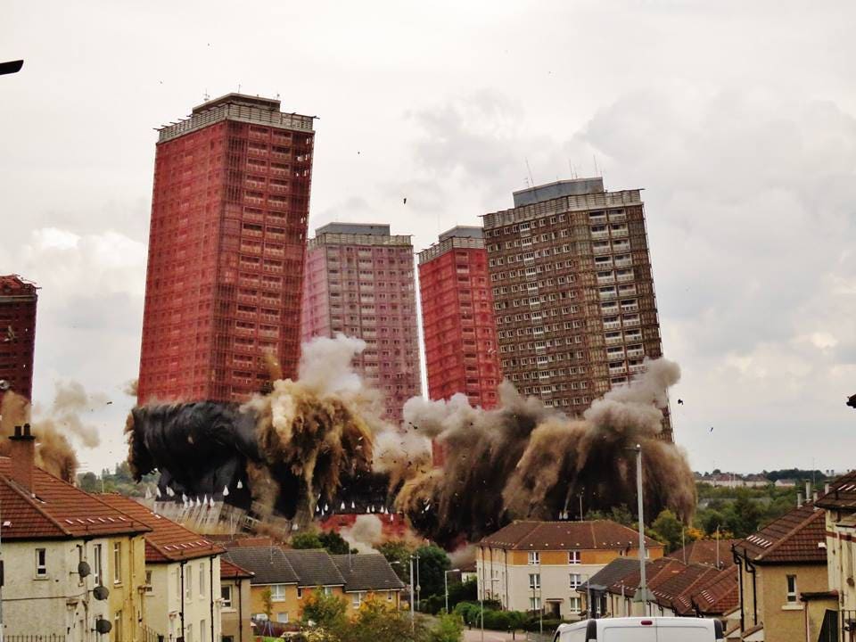 Glasgow Red Road Flats Demolition Brutalist Photography Print