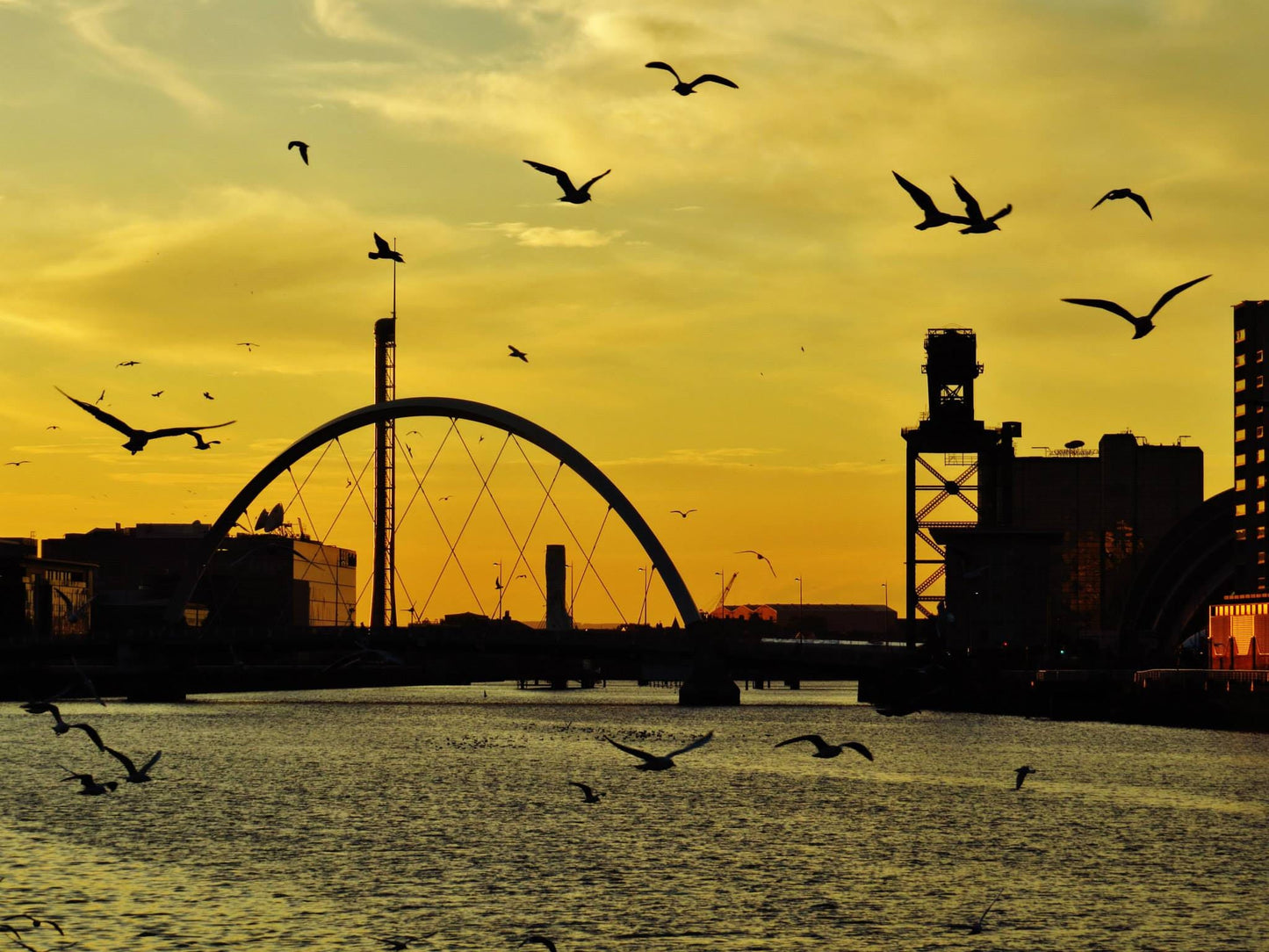 Glasgow Photography Print River Clyde Finnieston Squinty Bridge Sunset Wall Art