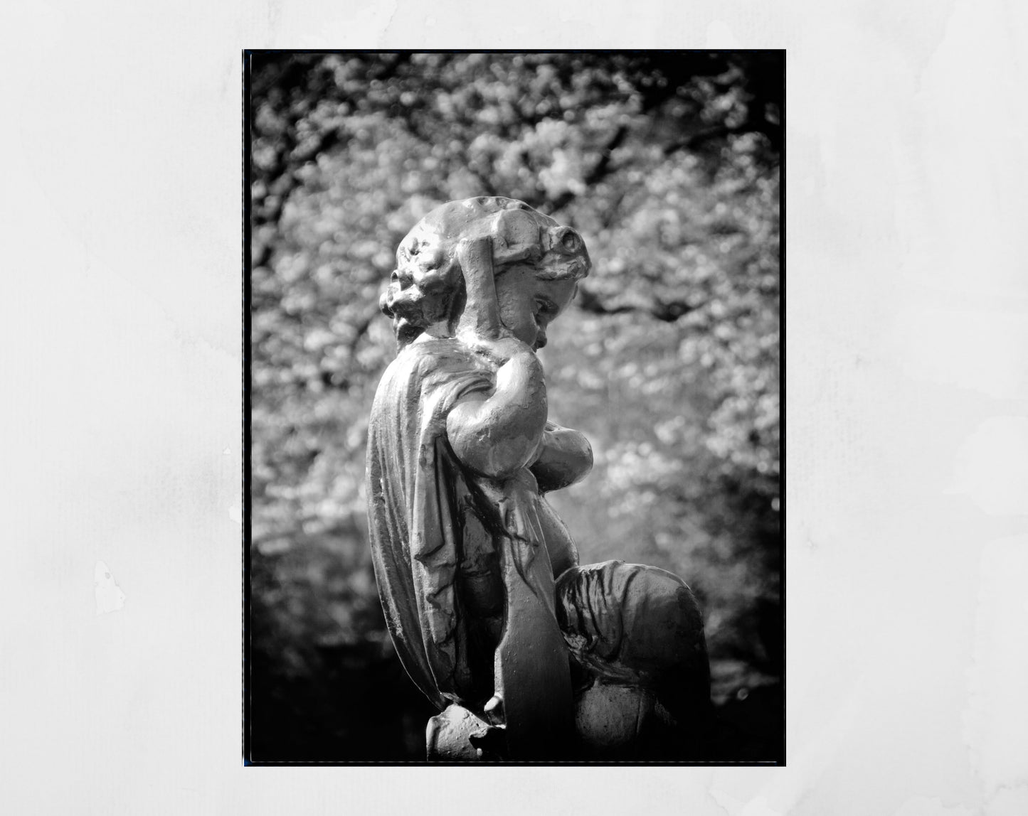 Kelvingrove Park Glasgow Cherub Black And White Photography Print