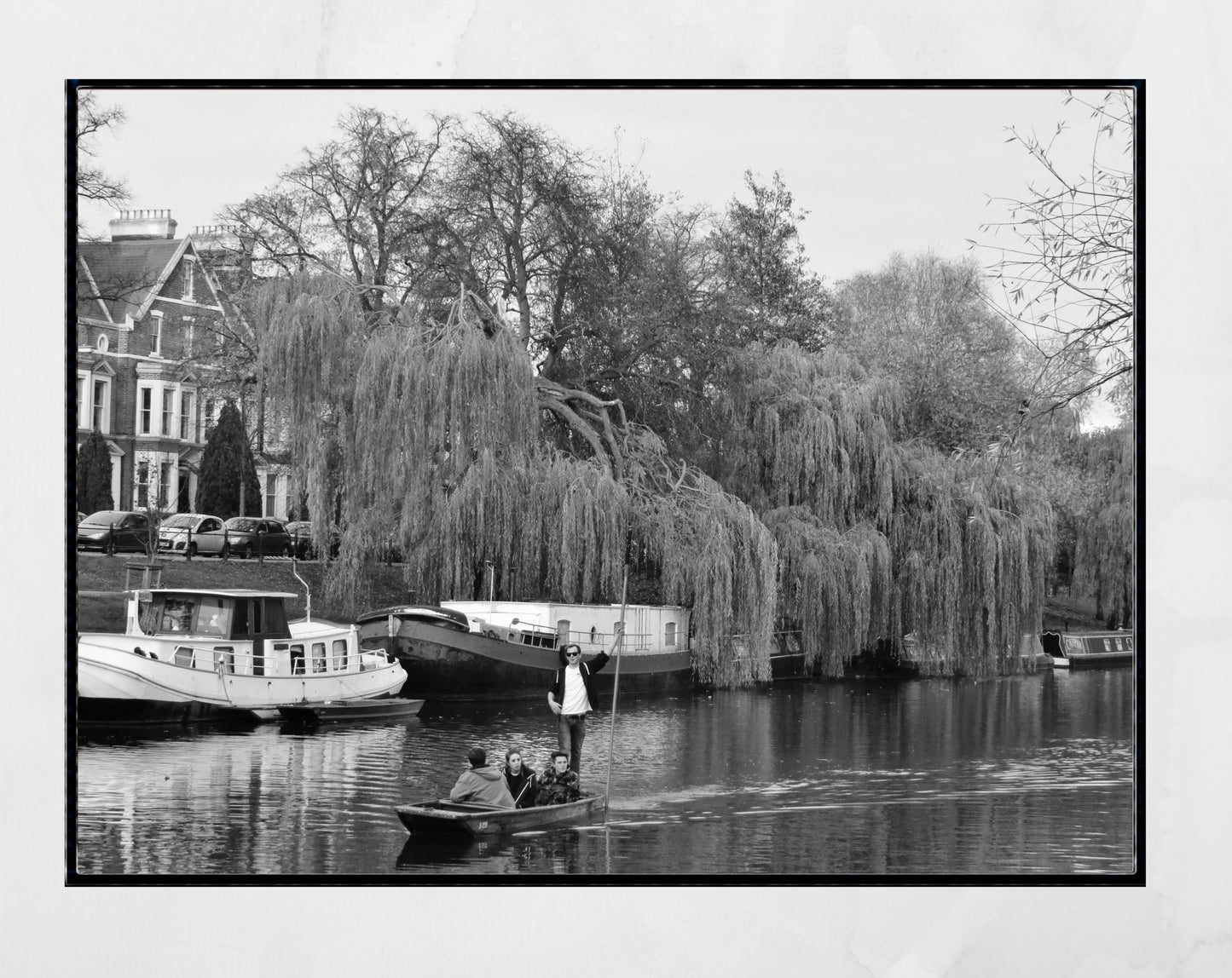 Cambridge Punting Black And White Photography Poster