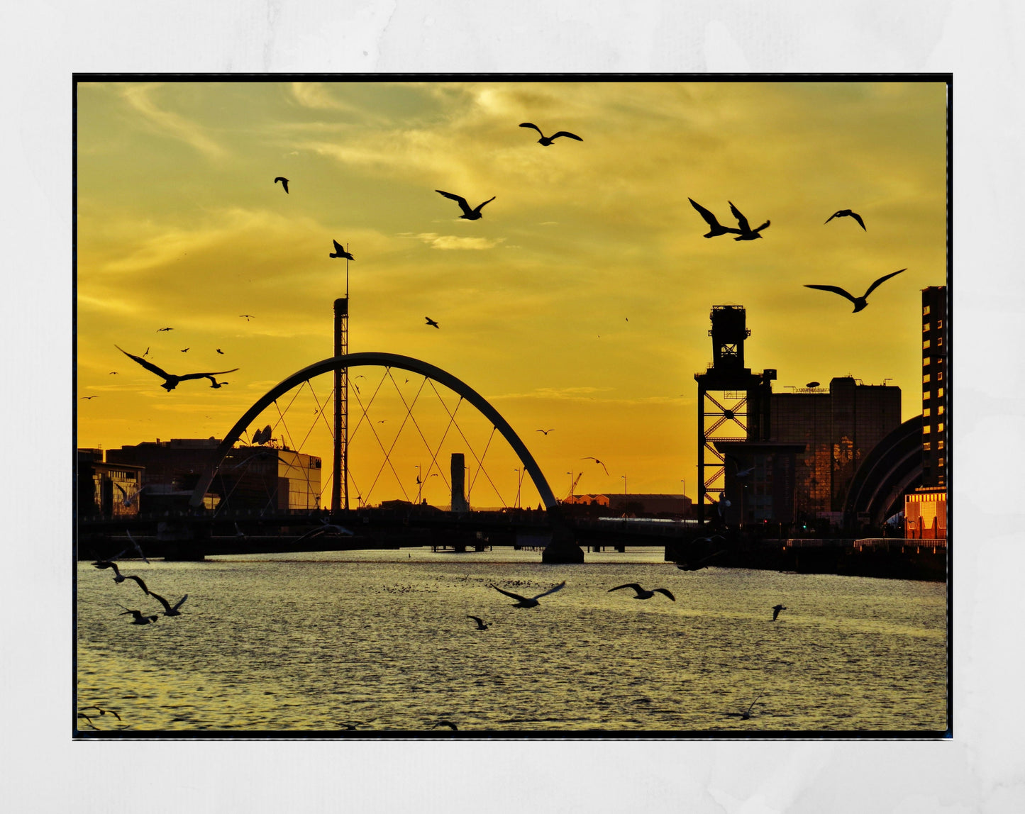 Glasgow Photography Print River Clyde Finnieston Squinty Bridge Sunset Wall Art