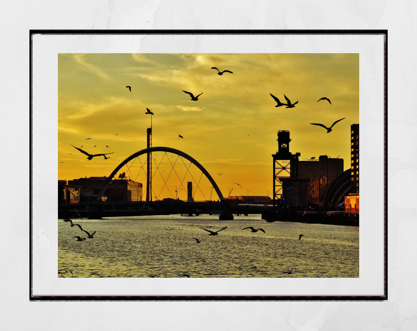 Glasgow Photography Print River Clyde Finnieston Squinty Bridge Sunset Wall Art