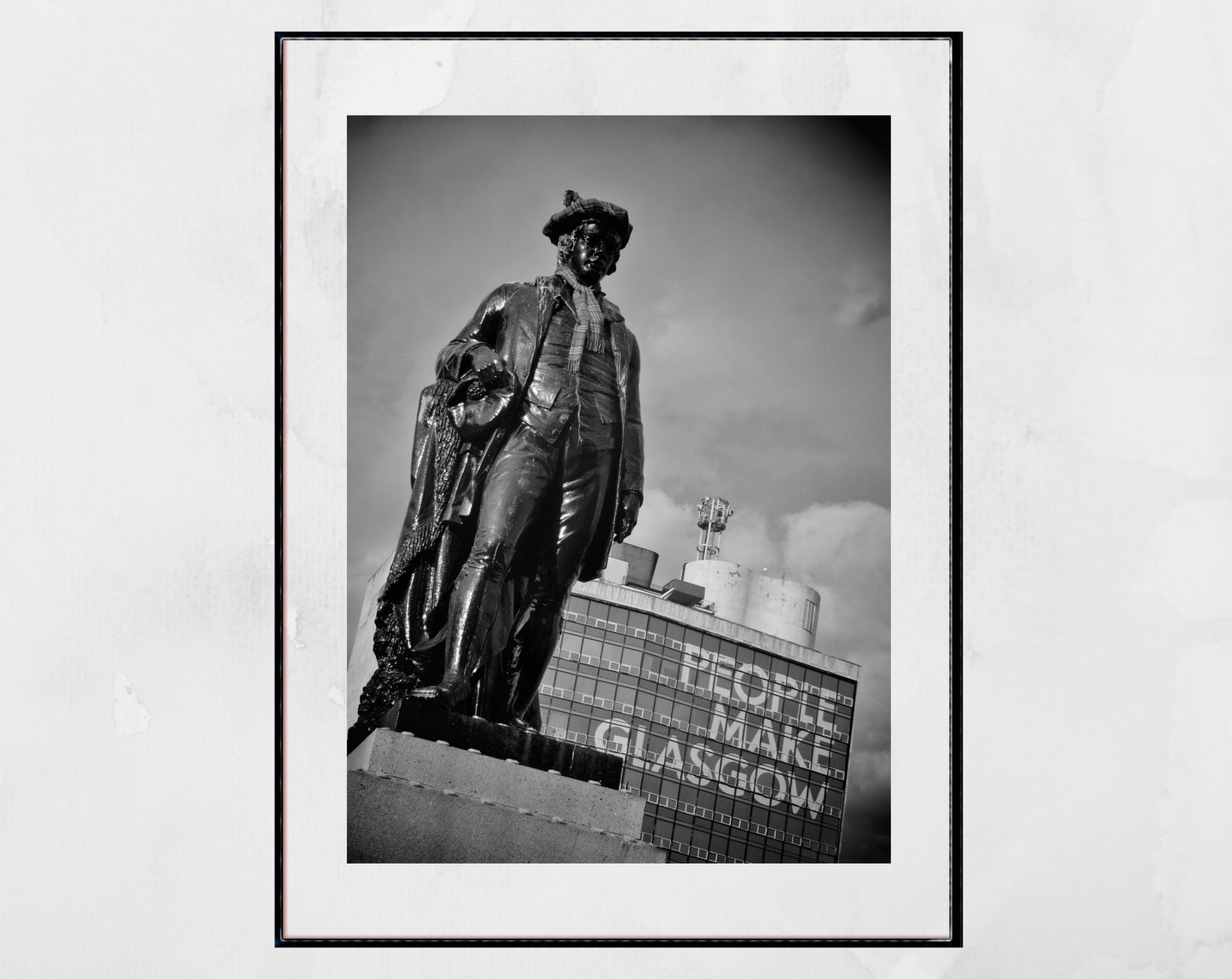 Glasgow Print Robert Burns George Square Black And White Poster