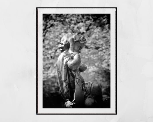 Kelvingrove Park Glasgow Cherub Black And White Photography Print