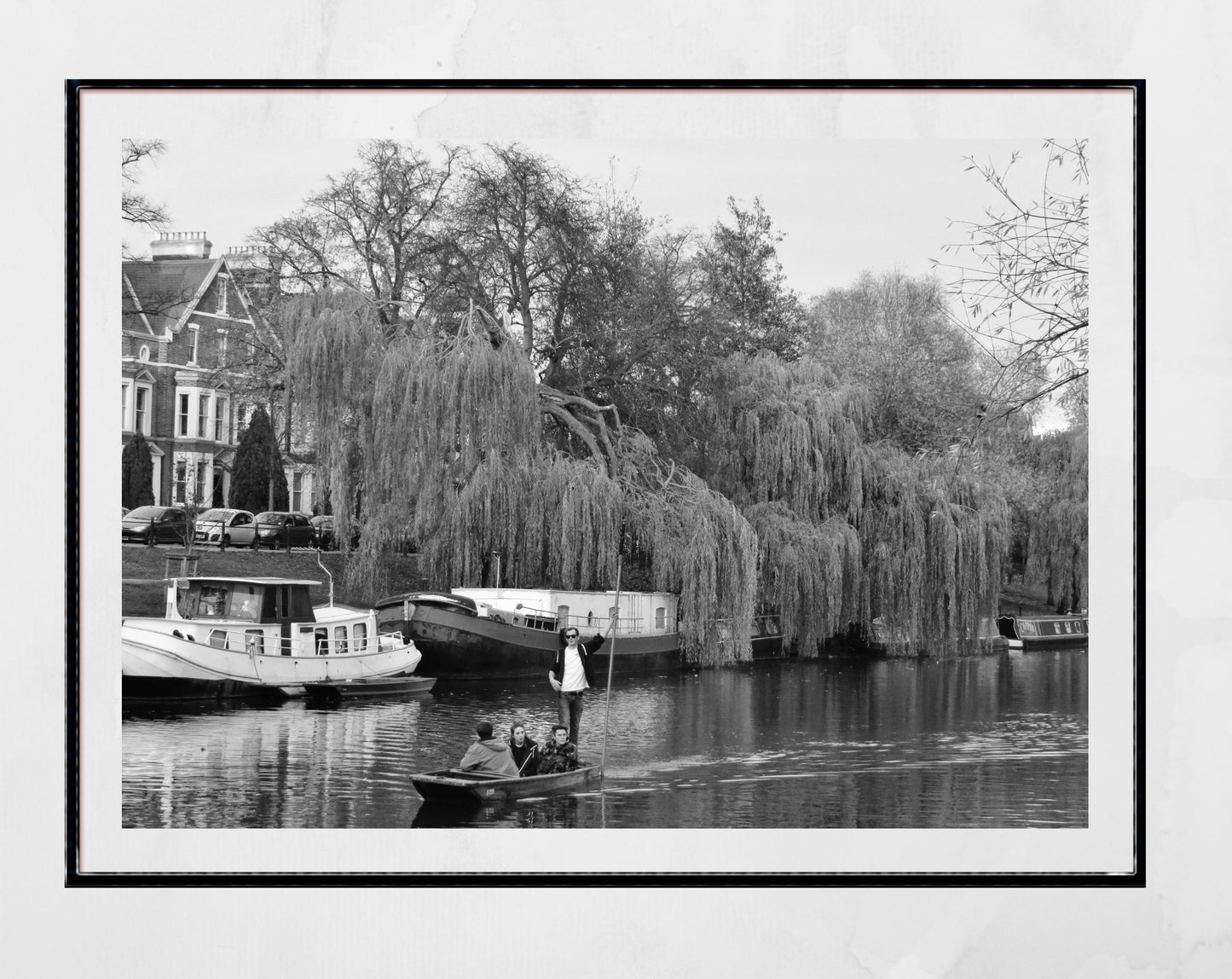 Cambridge Punting Black And White Photography Poster