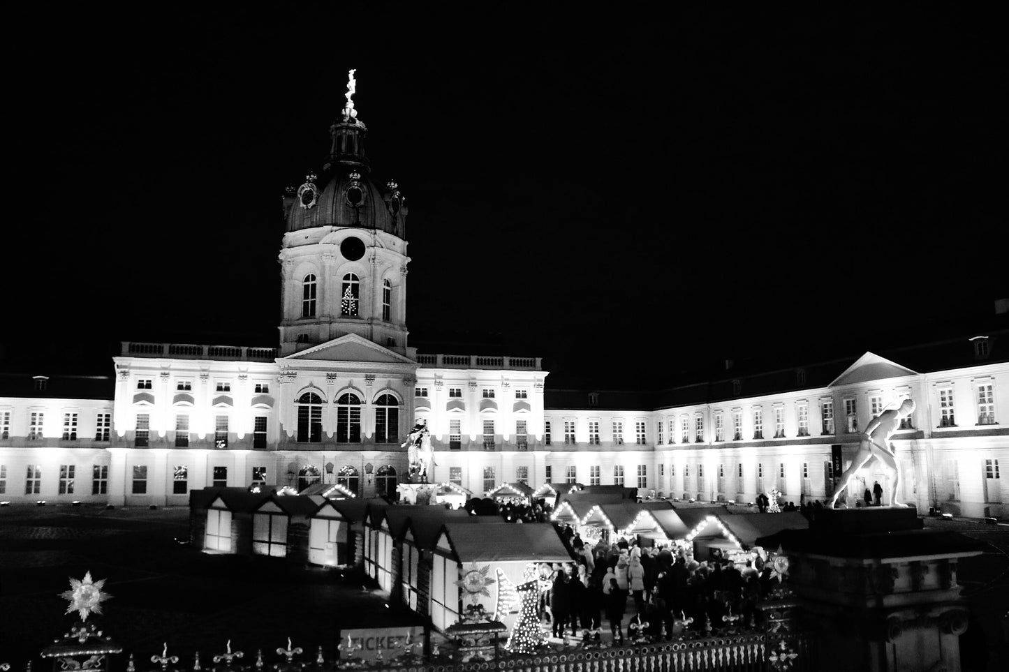 Charlottenburg Berlin German Christmas Market Black And White Photography Print