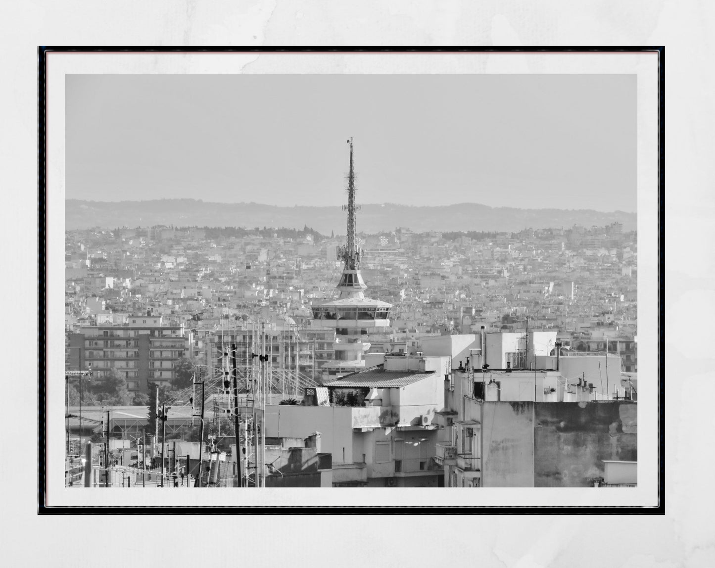 Thessaloniki Skyline Greece Black And White Photography Print