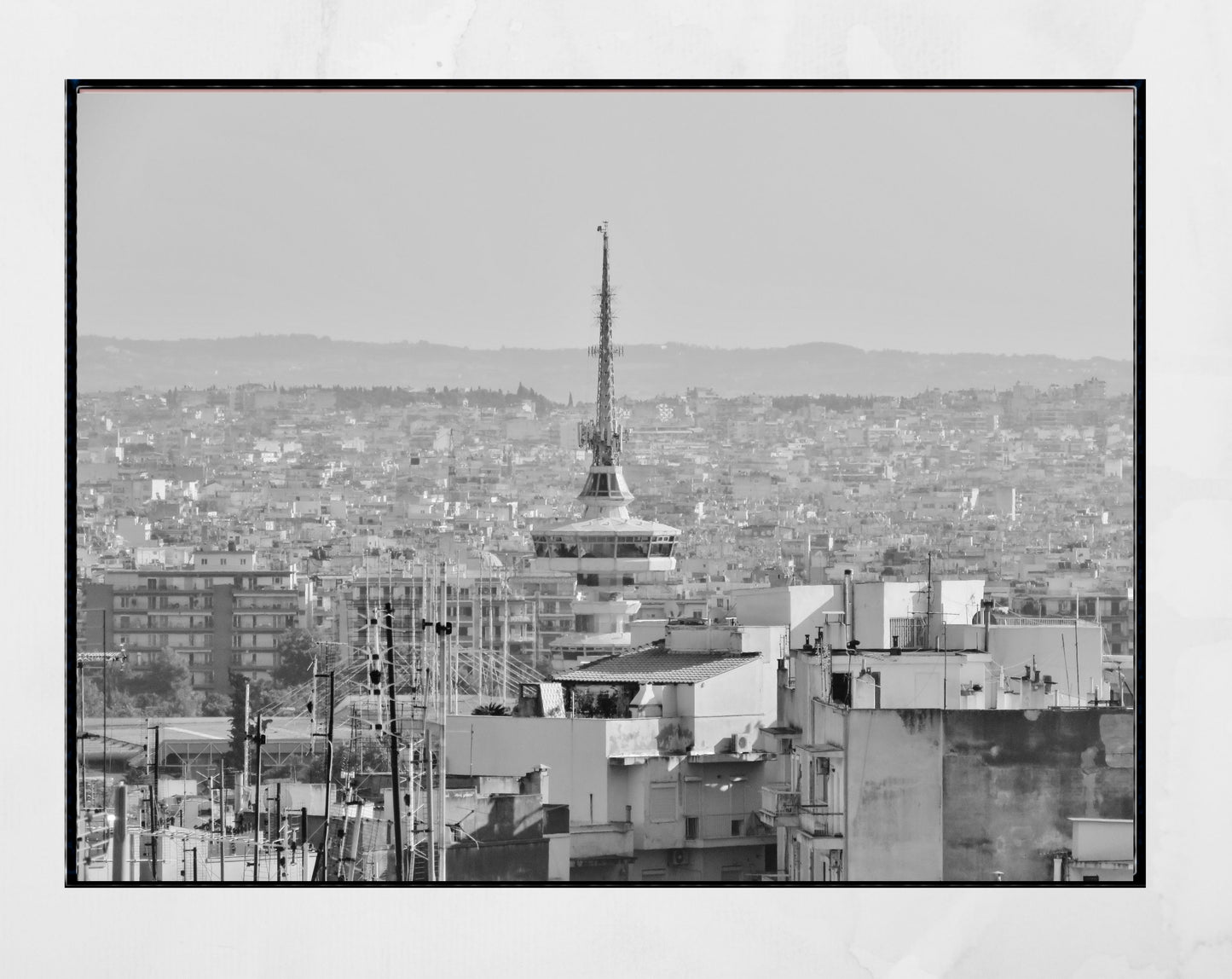 Thessaloniki Skyline Greece Black And White Photography Print