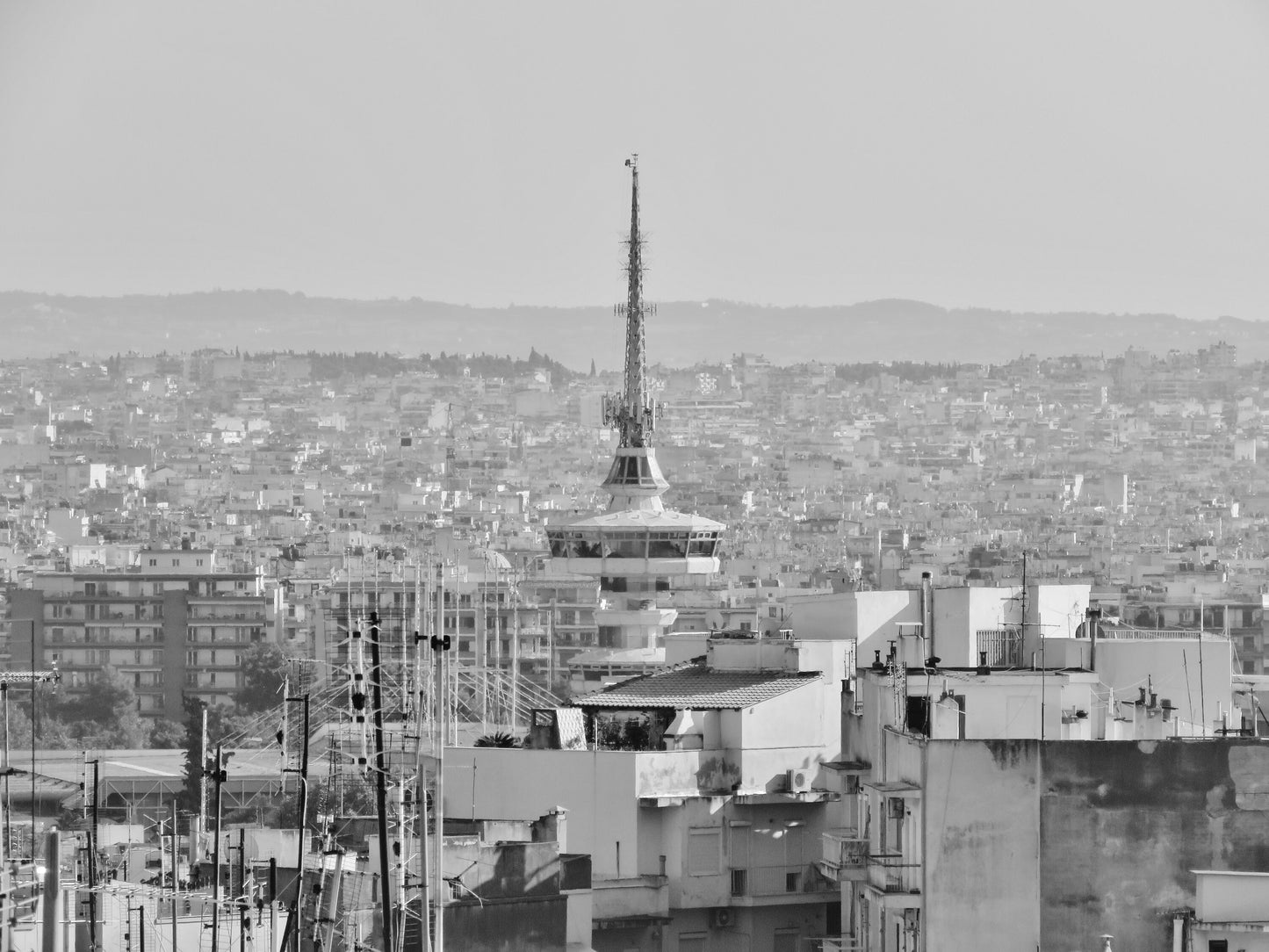 Thessaloniki Skyline Greece Black And White Photography Print