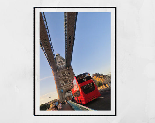 London Tower Bridge Red Bus Photography Print