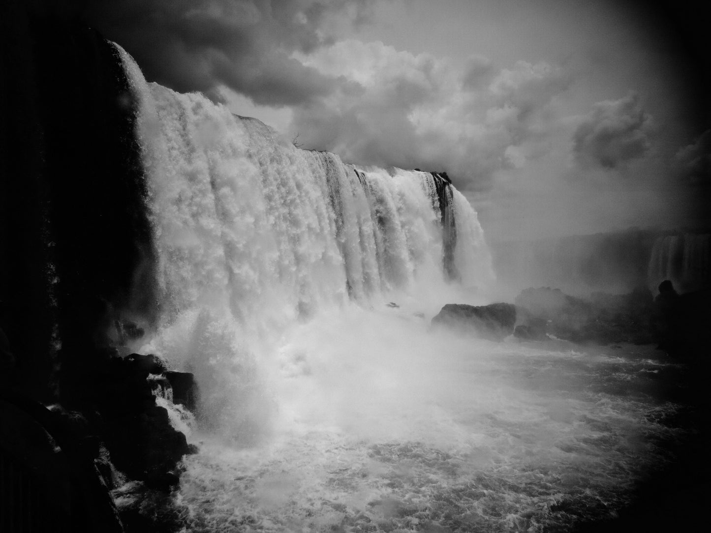 Iguazu Falls  Waterfall Brazil Black And White Photography Print