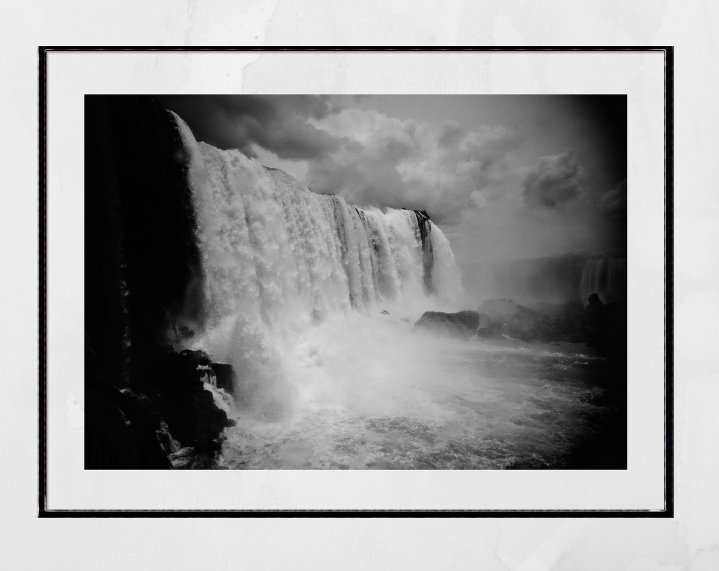 Iguazu Falls  Waterfall Brazil Black And White Photography Print