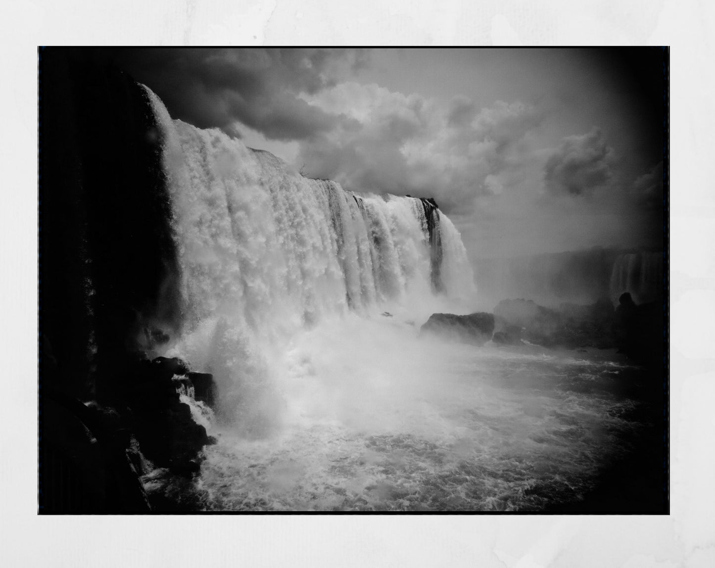 Iguazu Falls  Waterfall Brazil Black And White Photography Print