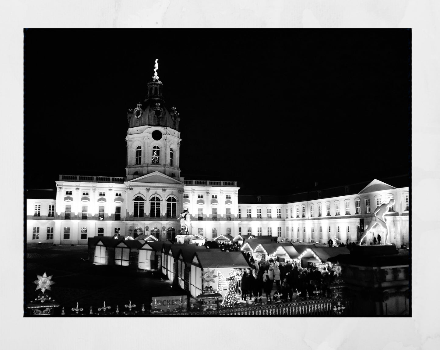 Charlottenburg Berlin German Christmas Market Black And White Photography Print