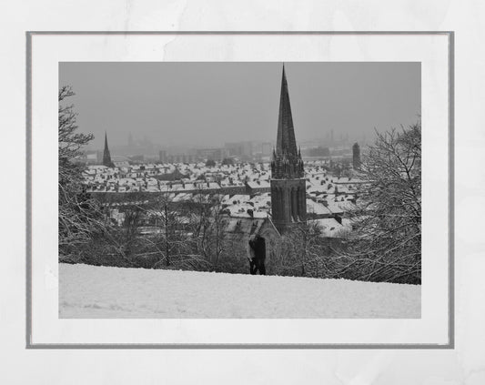 Glasgow Queen's Park Snow Black And White Photography Print