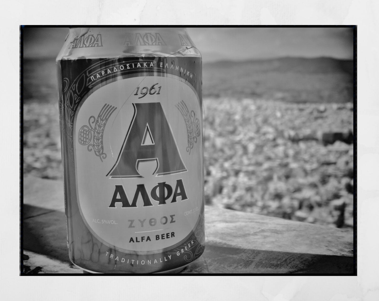 Alfa Hellenic Beer Poster Athens Greece Black And White Photography Print